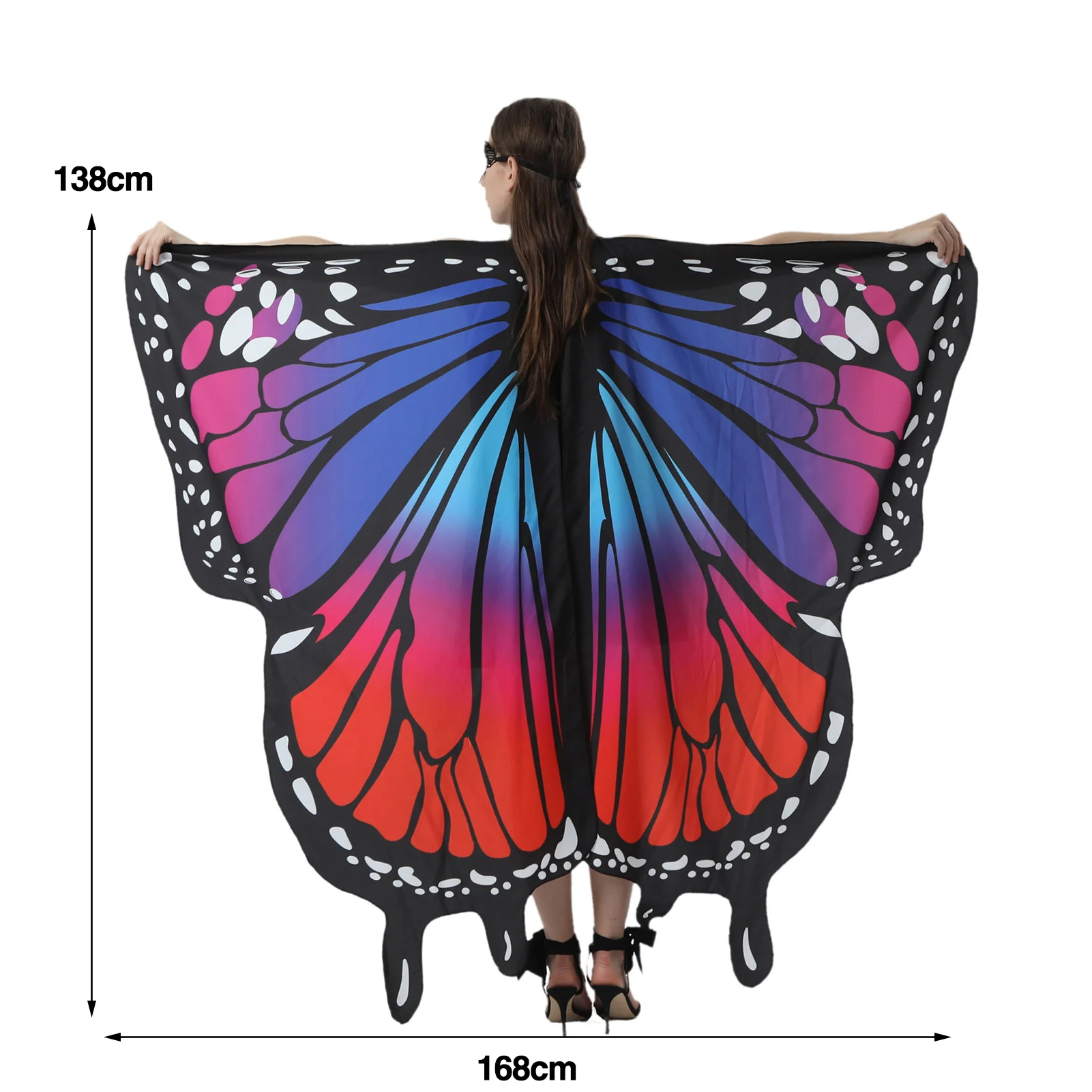 Fashion Butterfly Wing Polyester Beach Towel Cape Scarf Women Christmas Halloween Gift Summer Printed Towel Fashion Lady Clothes 6