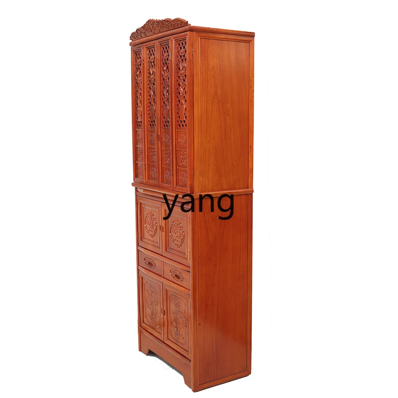 

Yjq Buddha Niche with Door Clothes Closet Hollow Home God of Wealth Ancestor Position Altar Solid Wood Buddha Cabinet