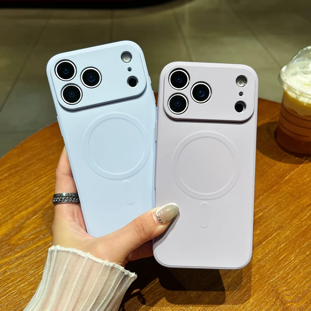 Luxury Soft Liquid Silicone Magnetic Solid Color Matte Slim Phone Case