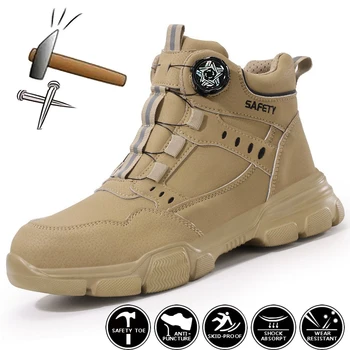 high-top Men Safety Shoes Protection Shoes Anti-Smash Anti-puncture Work Boots Indestructible Shoes Fashion Working Sneakers