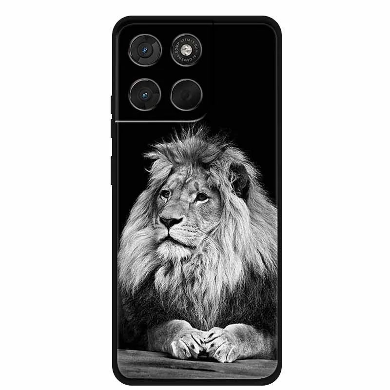 Lion Design Soft Silicone Animal Phone Case - Black TPU Protective Bumper Cover