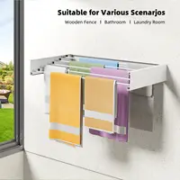 Collapsible Laundry Drying Rack Wall Mounted Clothes Drying Rack 5 Aluminum Rods Space Saving Laundry Racks for Drying Clothes 2