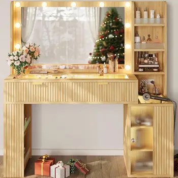 Fluted Vanity with Lights 1