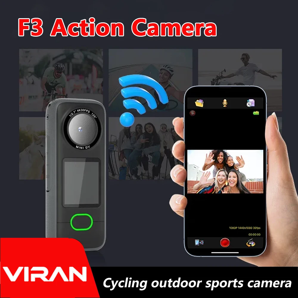 F3 미니 액션 카메라 4K 와이파이 스포츠 카메라 방수 터치스크린 HD 스포츠캠 여행용 오토바이 운전 레코더 바디캠