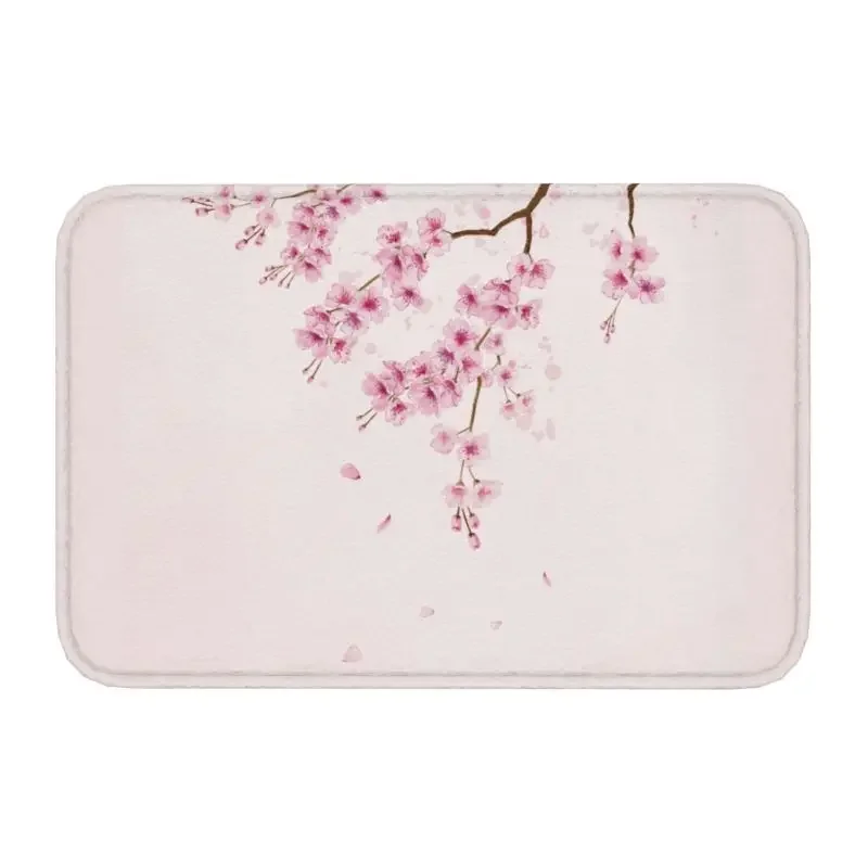

Cherry Blossom Sakura Floral Pattern Front Floor Door Entrance Mats Outdoor Japanese Flowers Kitchen Doormat Bedroom Carpet Rug