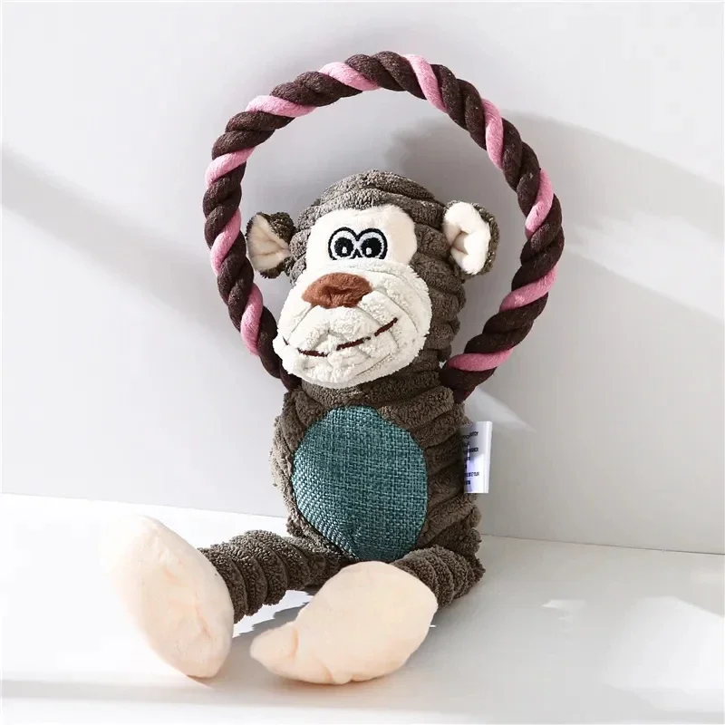 1PcsDog Plush Toys Pet Squeaky Animal Toy  Clean Teeth Chew Toy Pet Supplies Interactive Toys 1