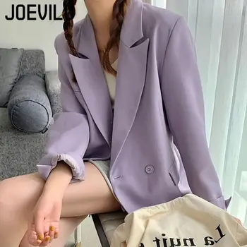 보라색 블레이저 한국 스타일 우아한 정장 재킷, 여성 패션 정장, 봄/가을 다목적 새로운 패션 탑스 캐주얼 코트