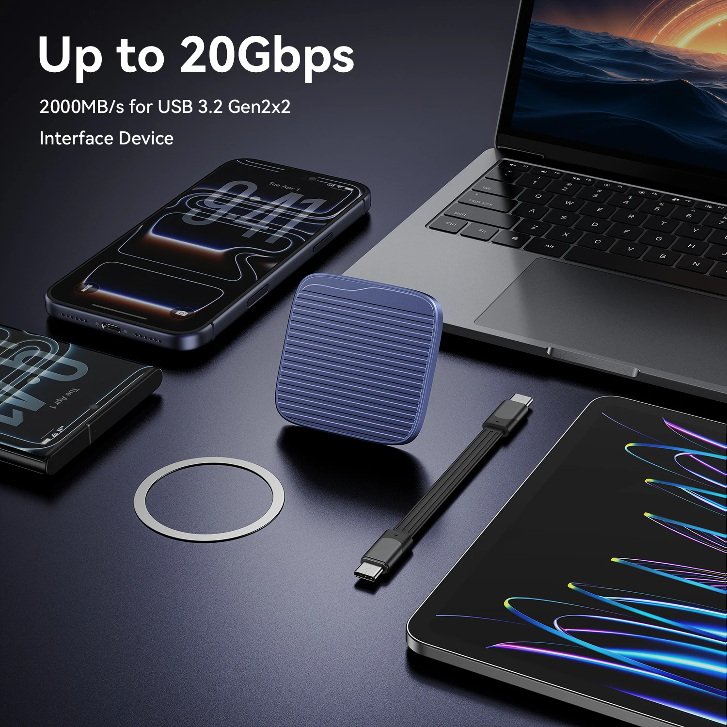 KOOTION X7MAX 마그네틱 휴대용 외장 SSD 2000MB/s HDR USB 3.2 GEN2 아이폰 15 16 17용 녹화 및 저장 휴대용 솔리드 스테이트 드라이브