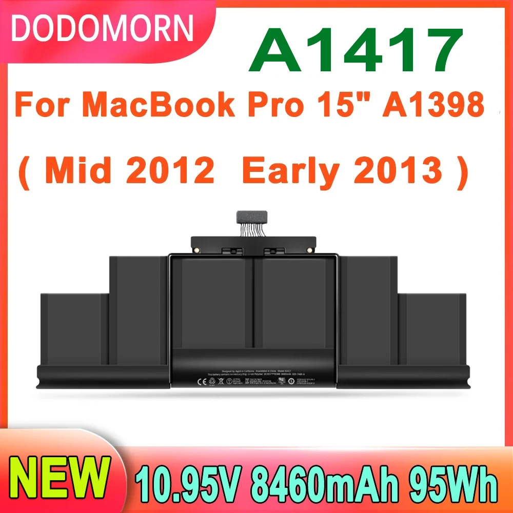 

NEW A1417 Laptop Battery For MacBook Pro 15" A1398 Mid 2012 Early 2013 Version MC975LL/A MC976LL/A 10.95V 95Wh 8460mAh