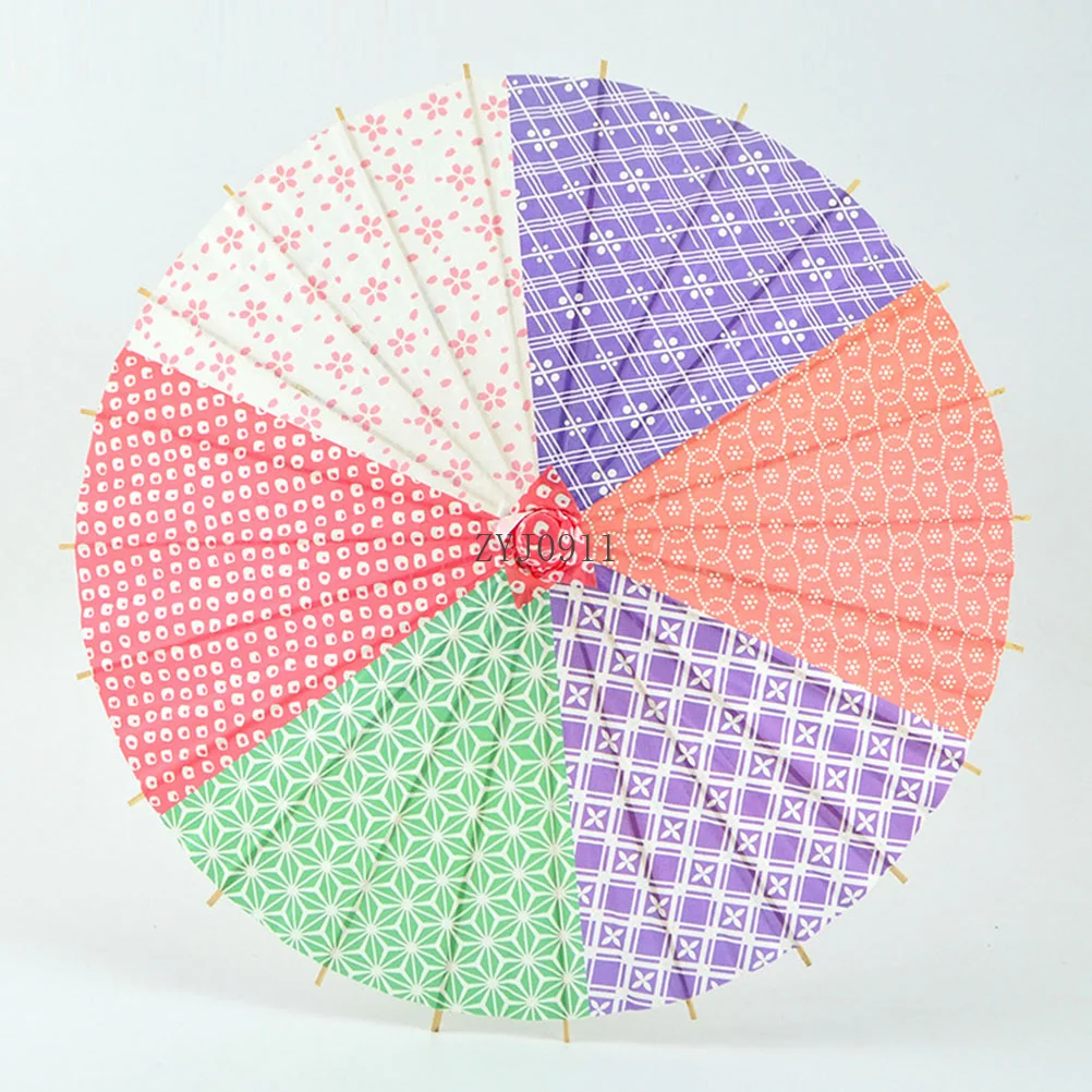 *Japanese Style Paper Umbrella Mini Decorative Umbrella Dancing Prop Wedding Party Decor (Random Color)