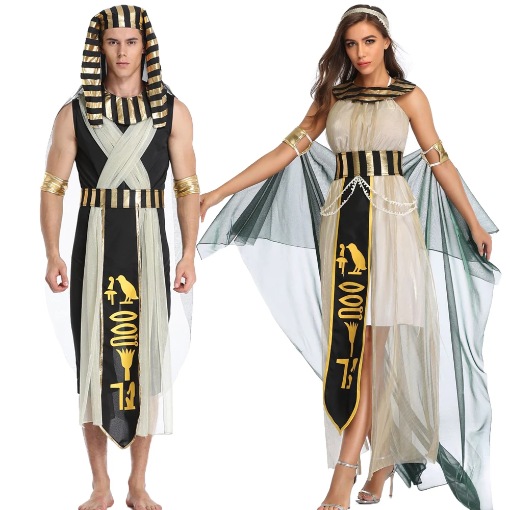 

Carnival Party Medieval Couples Cosplay Dress Adult Ancient Egypt Egyptian Pharaoh King Empress Queen Costume