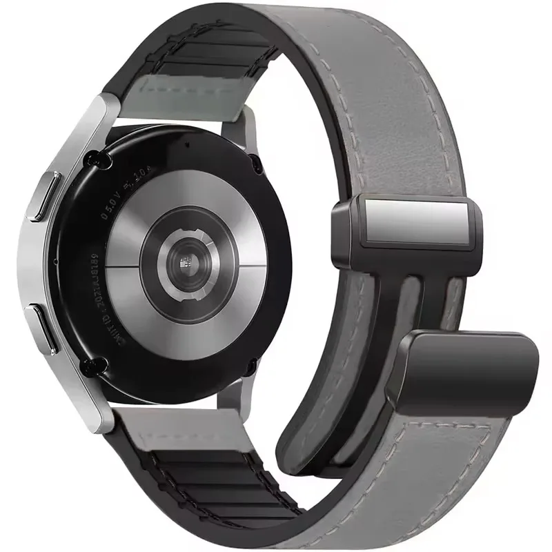 Magnetic Leather Silicone Strap with Classic Bracelet Design - 20mm/22mm Option