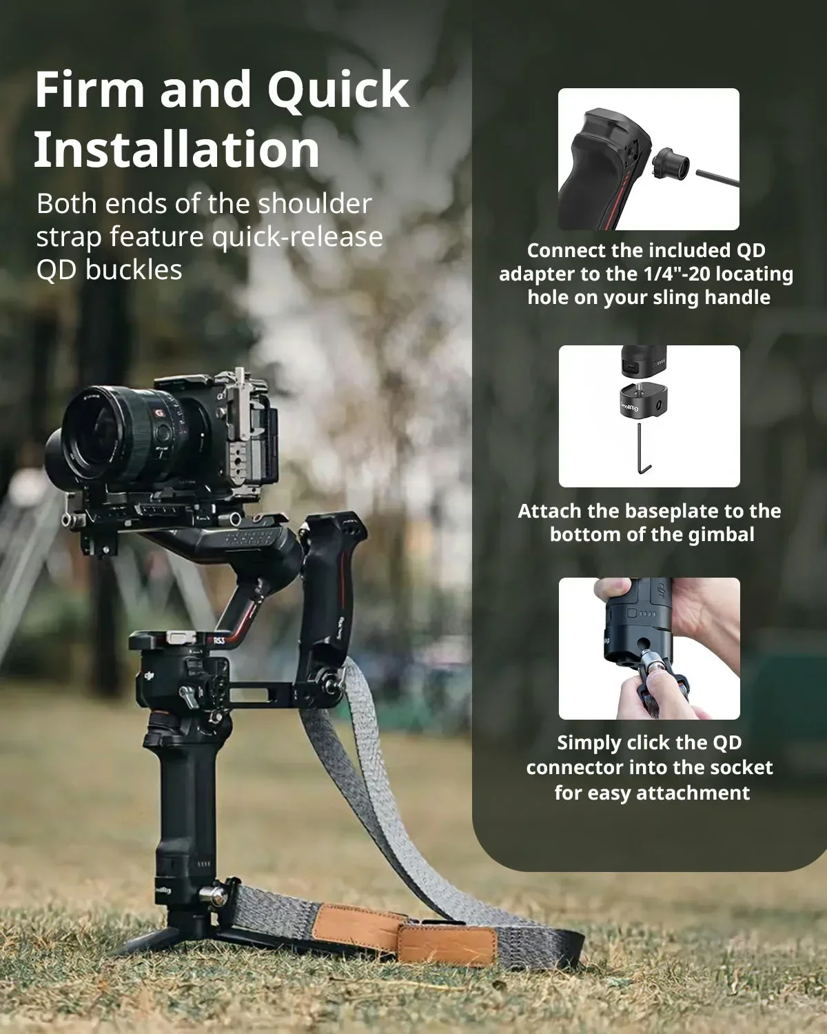 SmallRig RS3 RS2 무게 감소 숄더 스트랩 DJI RS4/RS3 Pro/RS4Pro 4118용 DJI 짐벌 벨트용 슬링 핸들과 호환 가능