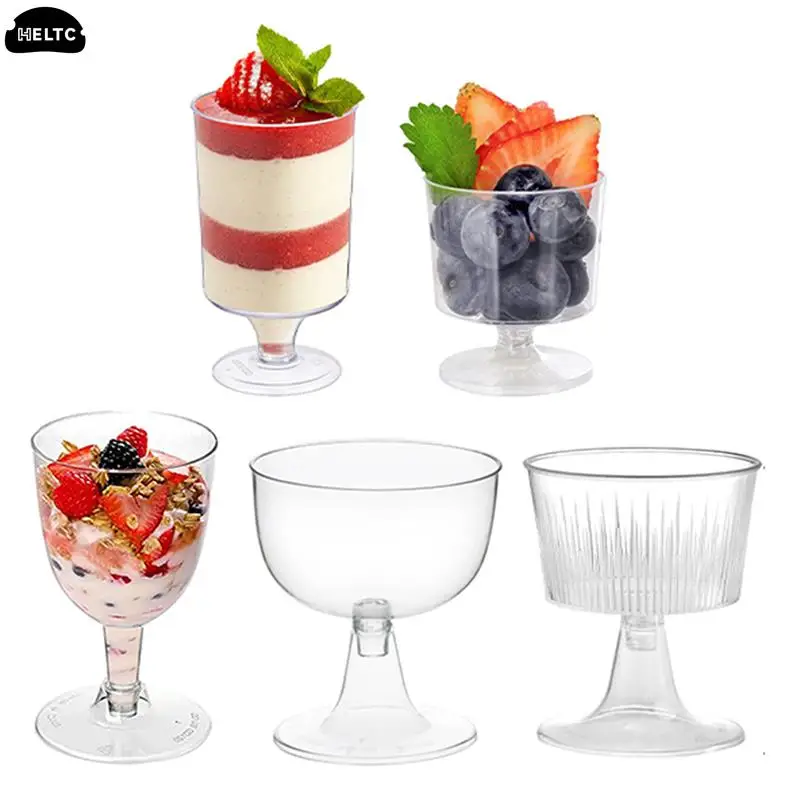 5/10pc Mini Disposable Plastic Cups Dessert Cups Clear Mousse Salad