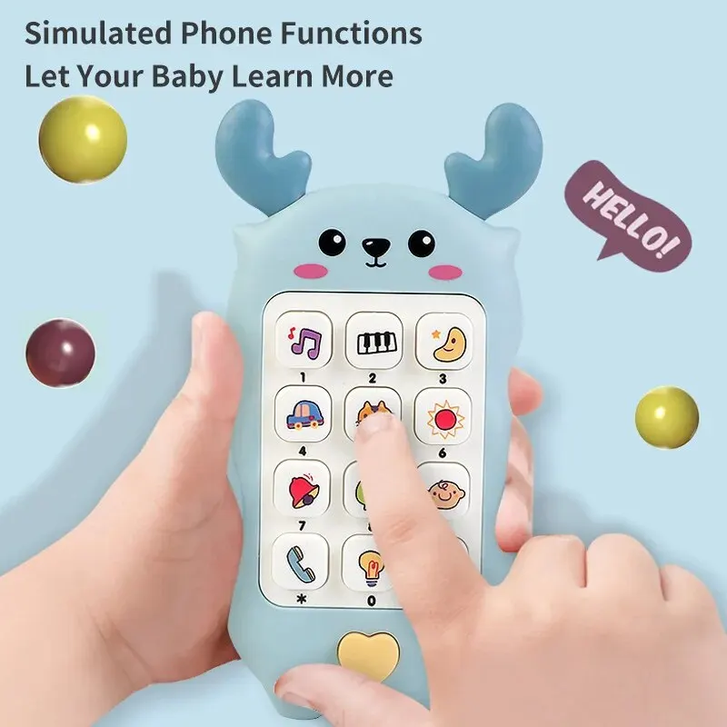 Phone Toy Montessori Education Baby Can Chew on Light Music Mobile Phone Toys Early Education Puzzle Toys for Kids Gift