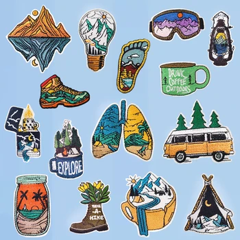 Occhiali da sole da campeggio Ragazzo Scout Tenda Zaino da montagna Accessori ricamati Distintivi Toppe per abbigliamento Ferro ricamato sulla borsa