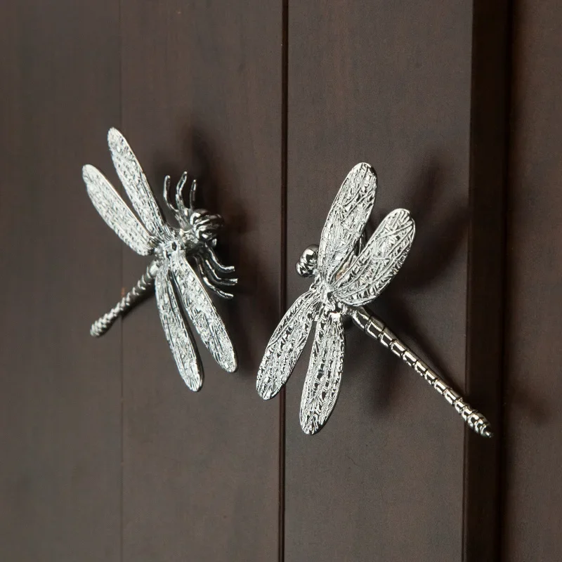 Nordic Gold Dragonfly Single Hole Brass Furniture Handle Kitchen Drawer Handles Hardware Dresser Cabinet Pulls furniture handles kitchen door handles