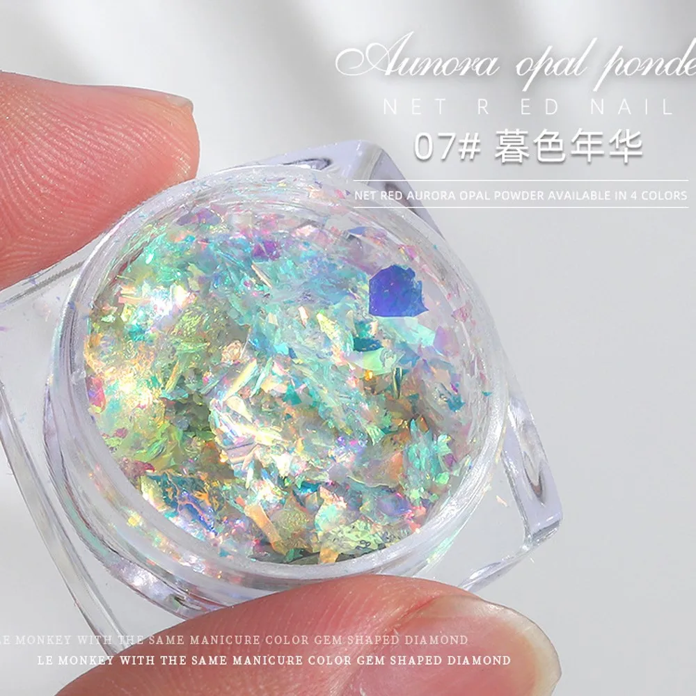 

1 Box Aurora Opal Nail Glitter Sequin Ultra-Thin Iridescent Flakes Sparkly Symphony Polarized Paillettte DIY Nail Decoration #47