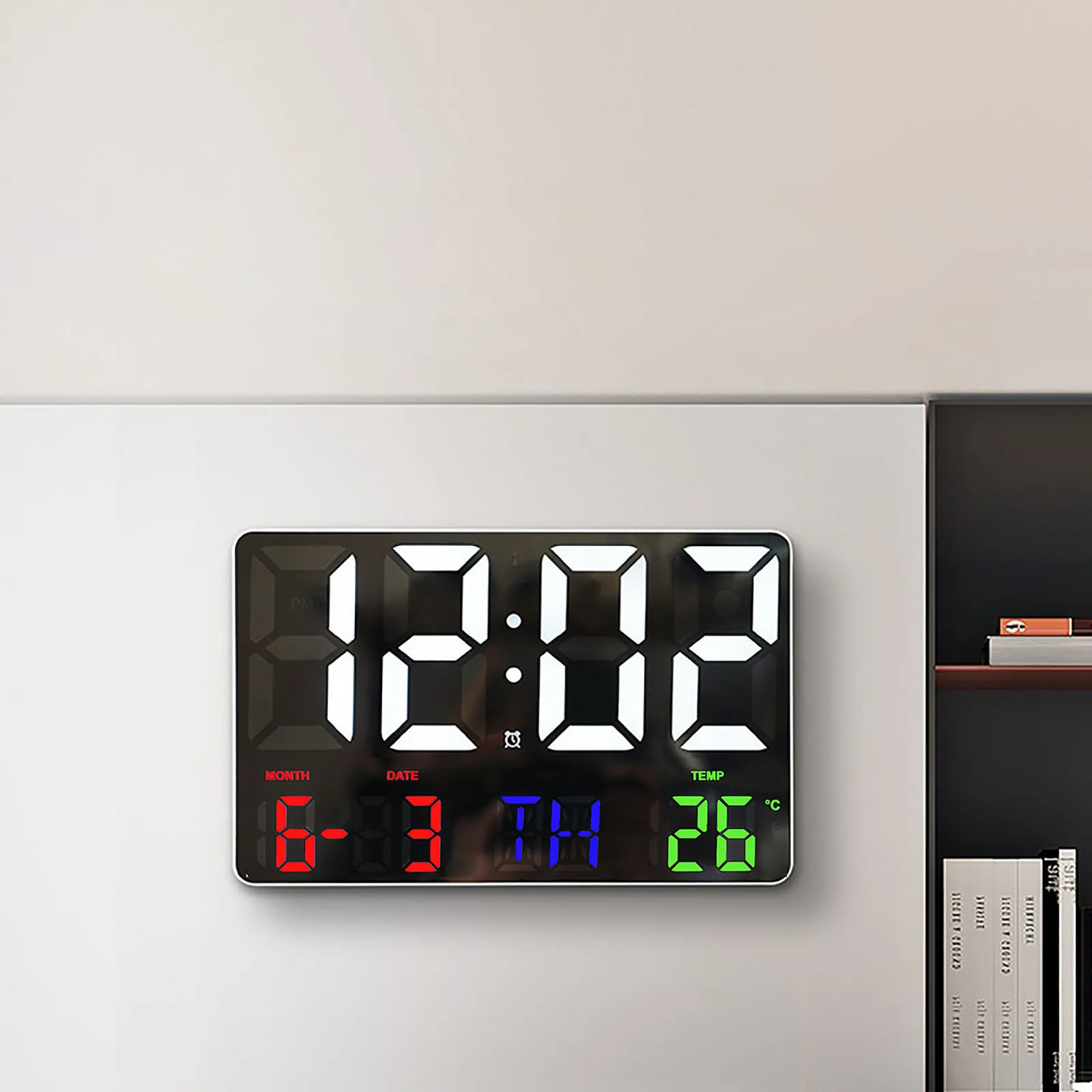 LED Digital Wall Clock Large Screen Temperature Date Day Display Electronic LED Clock with Remote Control Living Room Decoration 