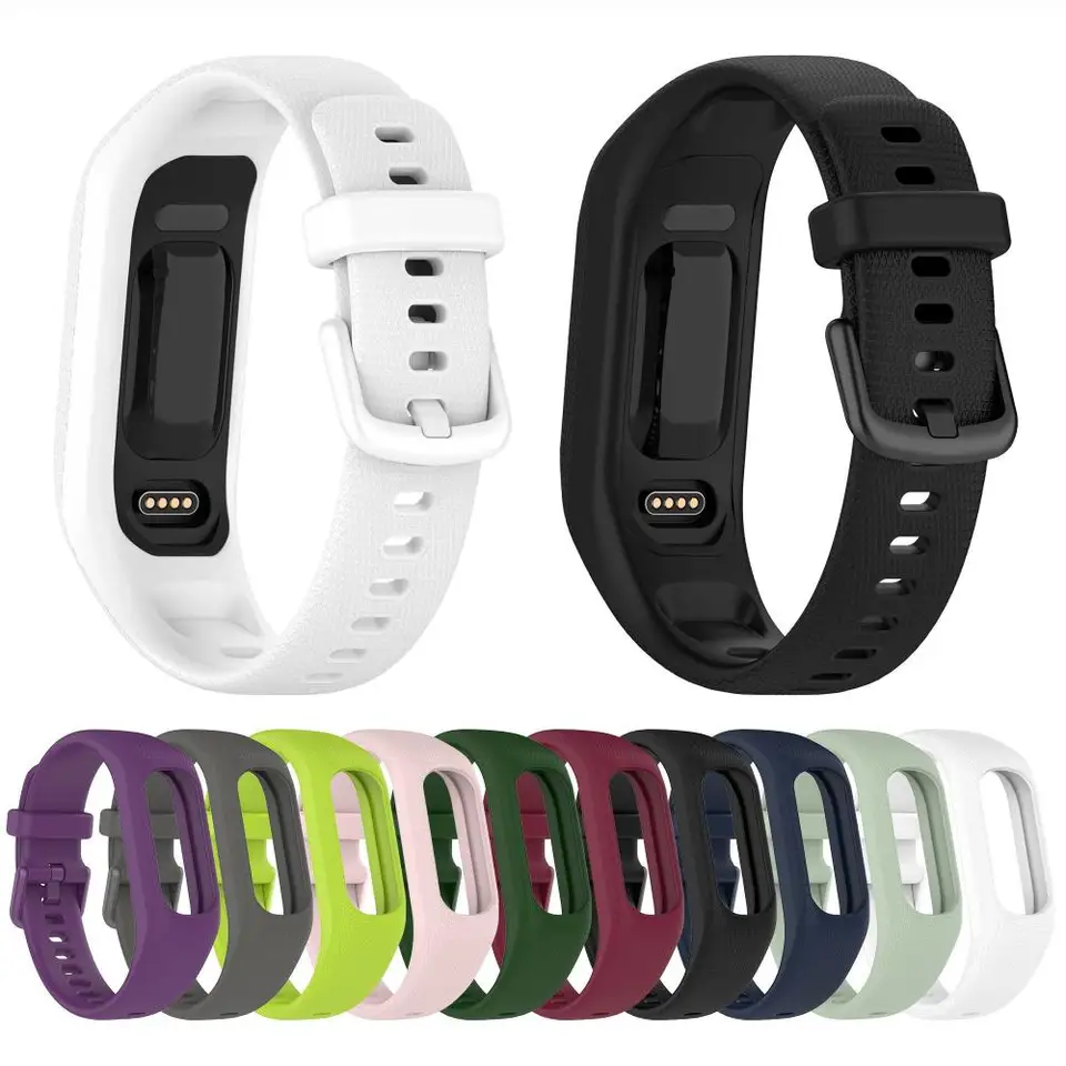 Bracelet De Montre Silicone Noir Pour Garmin Vivosmart 5 - Neuf, 19.5mm