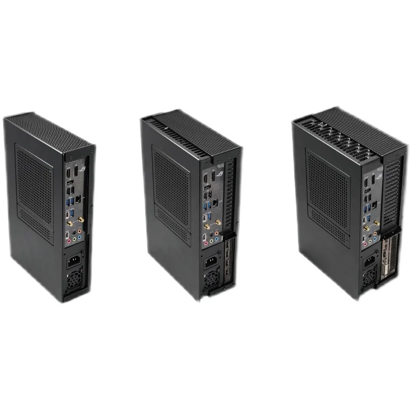 XSlim 미니 XTIA Xlim 확장 가능한 ITX 케이스, 휴대용 A4 미니 데스크탑 케이스, 선풍기 없는 블랙 섀시, 전원 공급 장치 제외