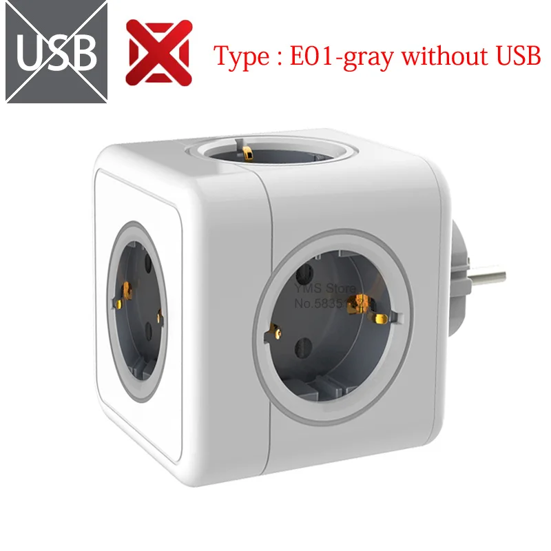 Massfa Multi USB Power Strip Cube with 4 Outlets - High-Power Extension Socket