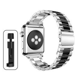 Premium Stainless Steel Watch Band - Metal Bracelet Strap for Series 10 42MM (Silver Black)