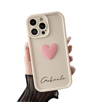 Cute INS Love Heart Personalized Name Case For iPhone 17 16 15 14 13 12 11 Pro Max 17 Air Luxury Soft Silicone Custom DIY Cover 5
