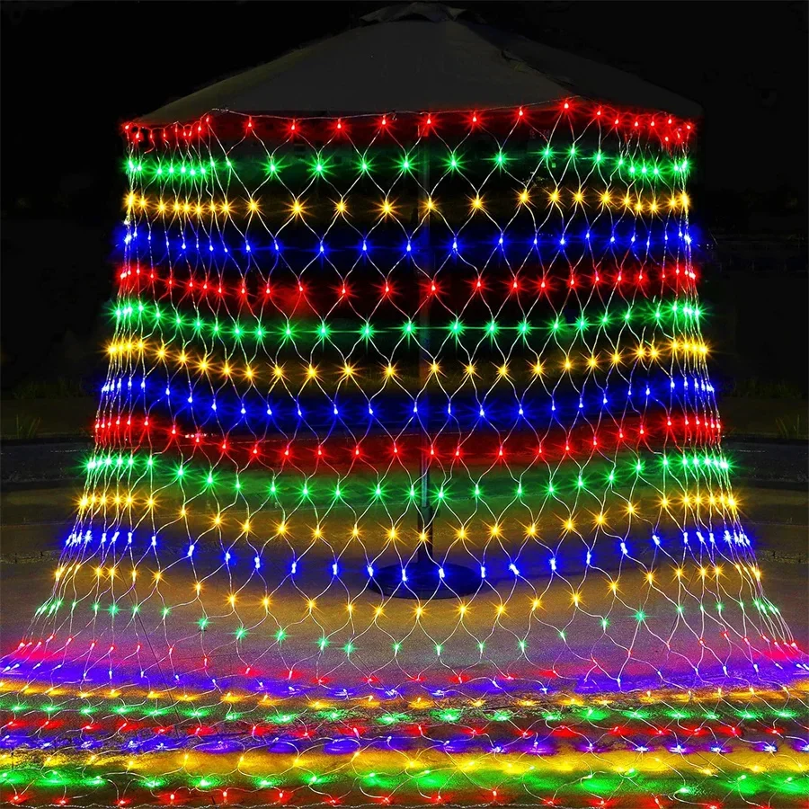 thumbnail image 4 of Guirnalda de luces LED de malla de red para Navidad, guirnalda de luces de 110 V/220 V CA para exteriores, cortina de ventana, luz de carámbano para pared, Navidad, Año Nuevo, vacaciones, 4 of 5