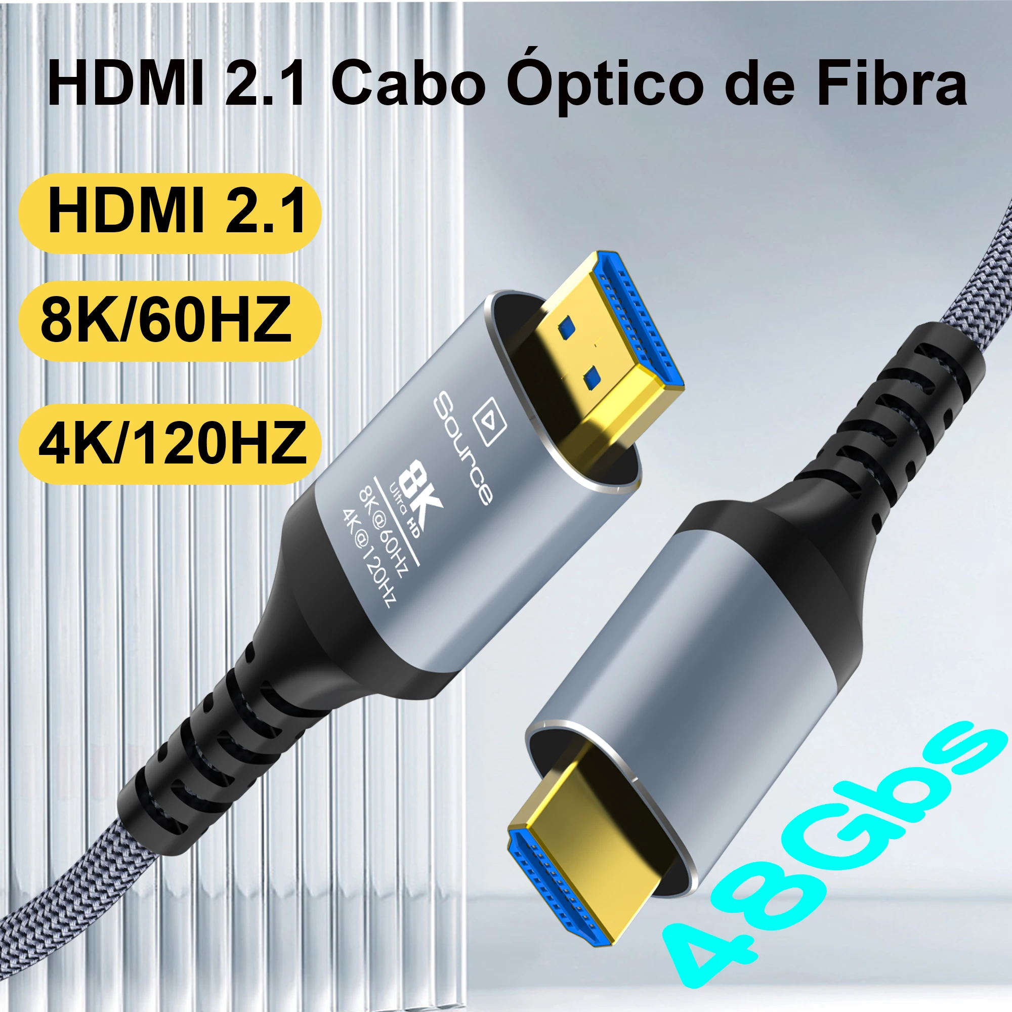 CYANMI 8K LWL HDMI Kabel 48Gbps High-Speed HDMI 2.1 Kabel 8K@60Hz 4K@120Hz Dynamisches HDR/eARC/HDCP 2.3, Ultra HD Directional HDMI Kabel Kompatibel mit Samsung Sony TV/PS5/Blu-ray