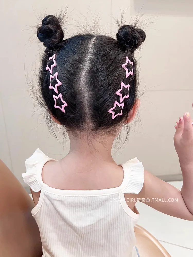 6pcs New Children's Bangs Broken Hair Clip, Girl's Star  Forehead Five-pointed Star Hairpin Baby Hair Accessories New