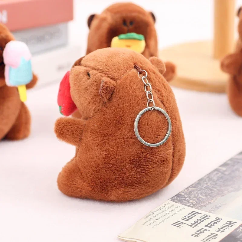 Plush Capybara Keychain Snot Pulling Charm Cartoon Stuffed Animal School Bag Pendant Gift For Kids Adults 12cm