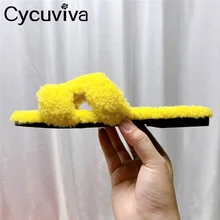  Autumn Brand Platform Wool Slides Fashion Flat Slippers Women Mules Holiday Beach Shoes For Woman 2022 Fur Sandalias Mujer 