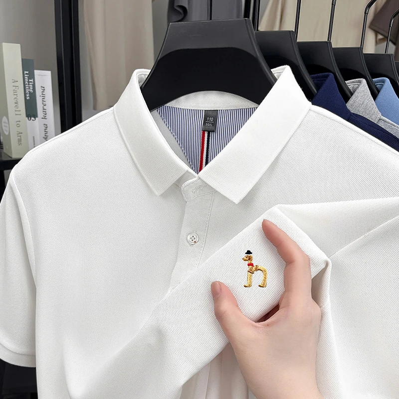 Polo da uomo di design di marca T-shirt a maniche corte con risvolto Estate Nuovo cane squisito ricama Moda Business Abbigliamento da uomo bello - immagine 2