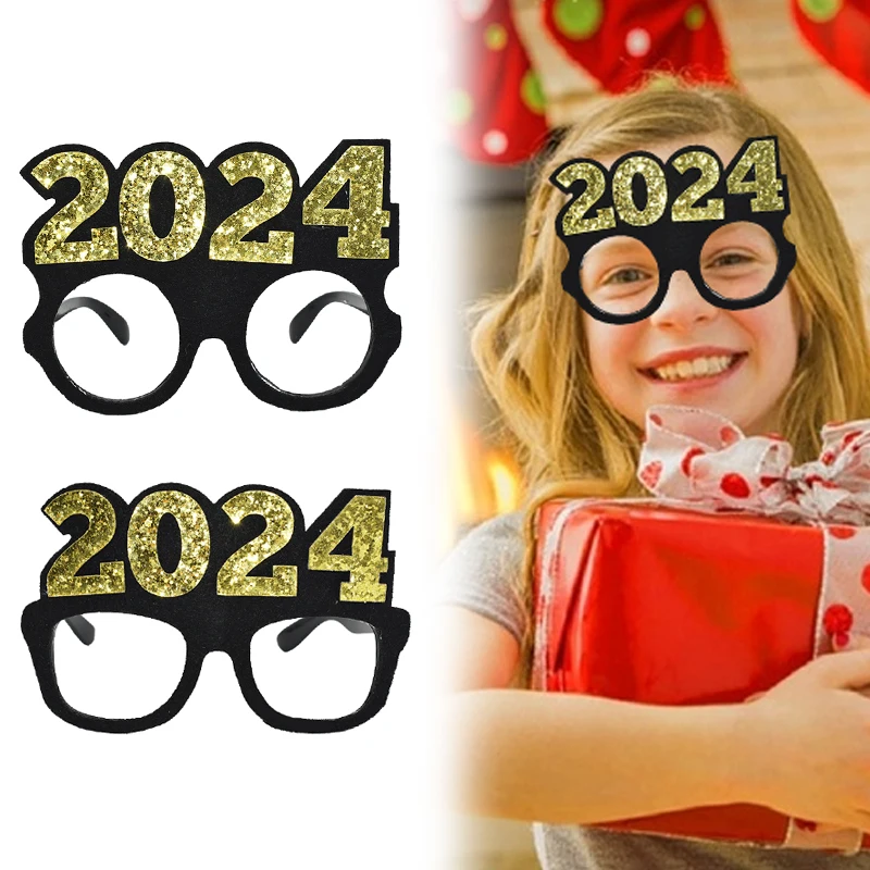 

2024 Number Styling Glasses Funny New Year Eyeglass Frames Photobooth Props New Year Christmas Children Adult Party Favors Decor