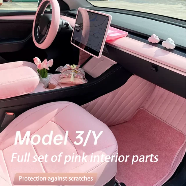 Tesla Model 3 Y Pink Center Console Storage Box Protective Trim Steering  Wheel Screen Side Cover