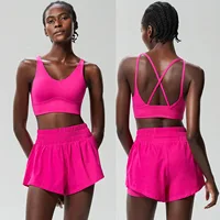 Women Outdoor Running Suit Summer Breathable Quick Dry Short Sportswear Two Pieces Fitness Yoga Set Female Workout Clothes - Image 5