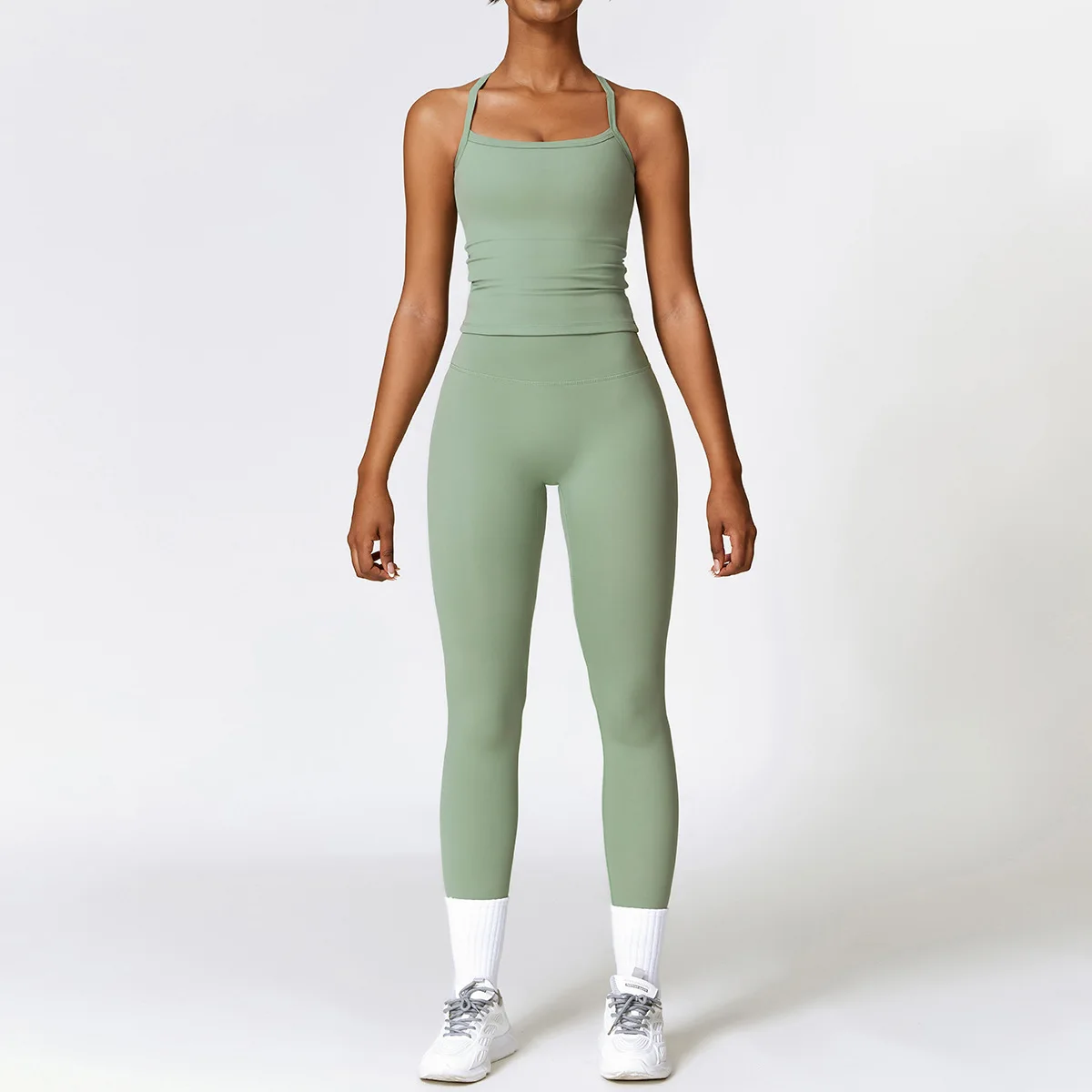 Women's 2-Piece Yoga Set: Long Sleeve Crop Top & High Waist Leggings Fitness Ensemble