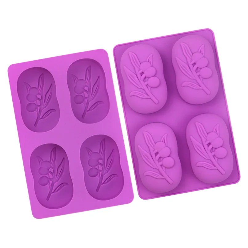 silicone soap molds 4 Cavities Oval Olive Tree DIY Soap Making Kits Handmade Cake Candle Mold Gifts Craft Supplies Home Decor
