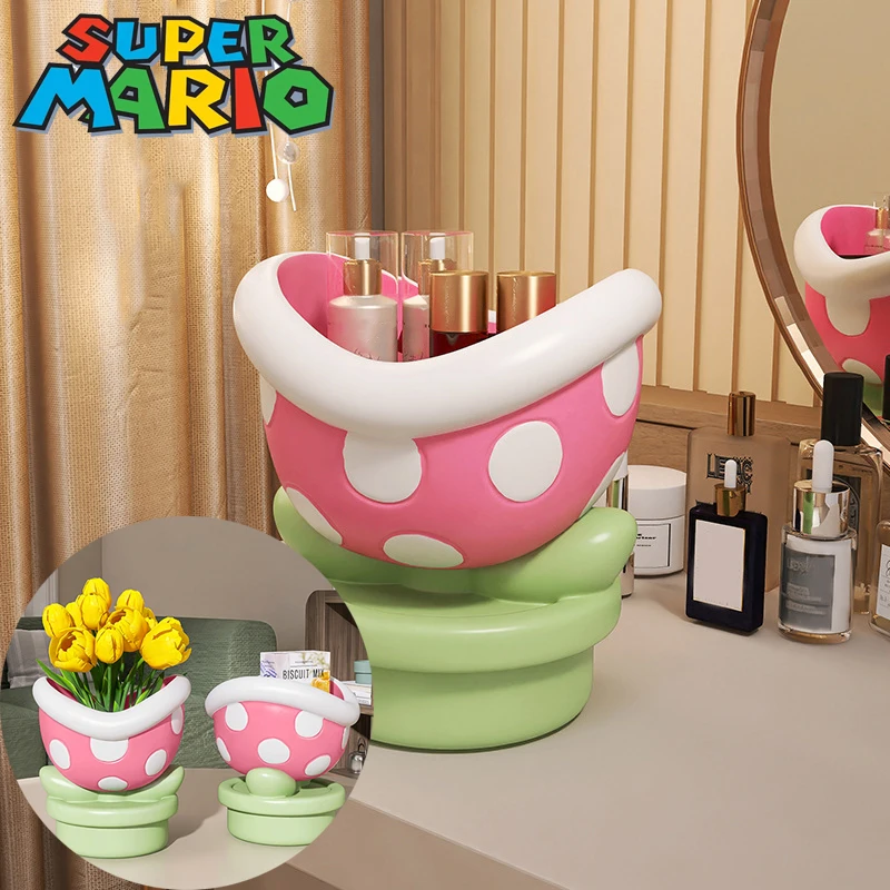Super Mario Bros Piranha Plant Desktop Makeup Brush Holder Key Storage Ornaments Cute Modern Flower Vaso House Table Decor Gifts
