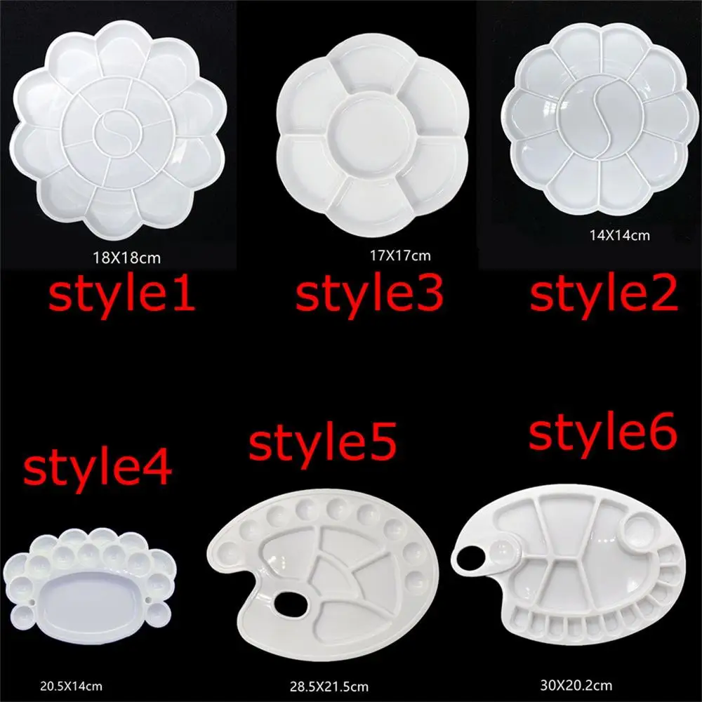 Hard Plastic Painting Tray White Round Palette Watercolor Art Paint Tray Lightweight Painting Supplies Children's Gift