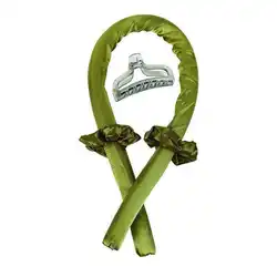 Women's Heatless Hair Curling Ribbon Headband Set - Soft Curlers & Styling Tools (Green)