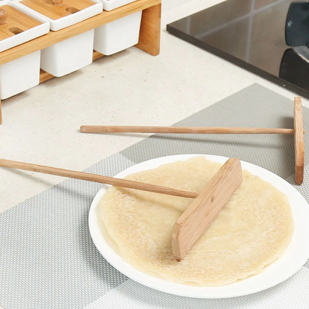 Chinese Crepe Pancake Batter Spreader Crepe Maker Stick Wooden Home Kitchen DIY Pancake Pie Tools Spreader Kitchen Supplies pancake tool
