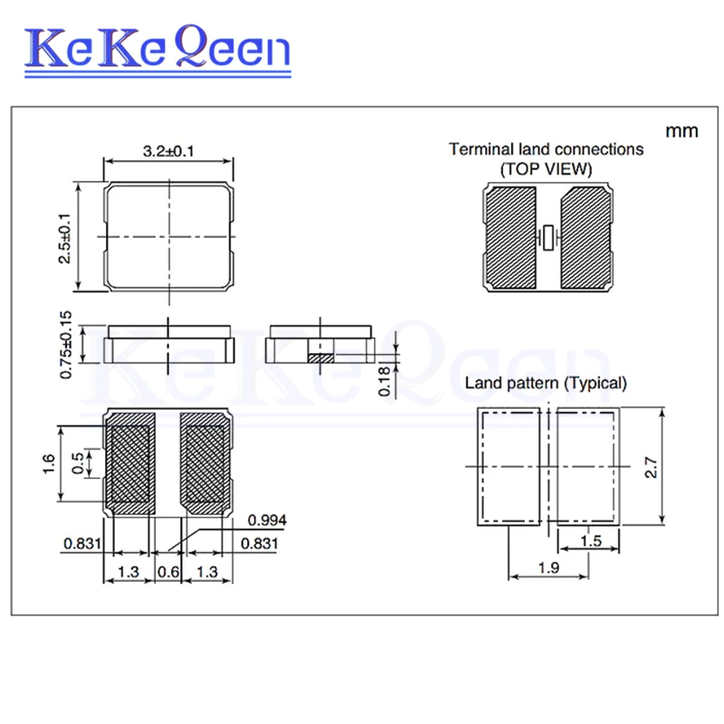 10 개/몫 NX3225GB-16M-STD-CRA-2 16.000MHz NX3225GB-16.000M-STD-CRA-2 3.2*2.5mm 크리스탈 16.0000MHZ 8PF 50PPM SMD 3225
