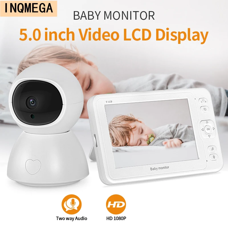 INQMEGA Baby Monitor 2MP HD Night Vision Two-Way Talk 5 Inch Nanny Video Camera 8 Lullabies Recording & Playbacking With SD Card