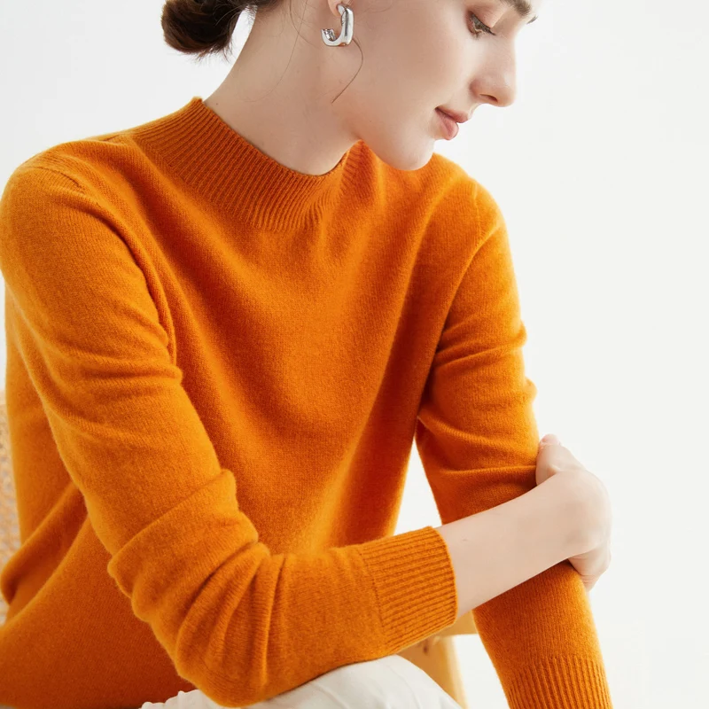 100% Merino Wool Cashmere Sweater Women Knitted Sweater Turtleneck Long Sleeve Pullovers Autumn Winter Clothing Warm Jumper Tops 4