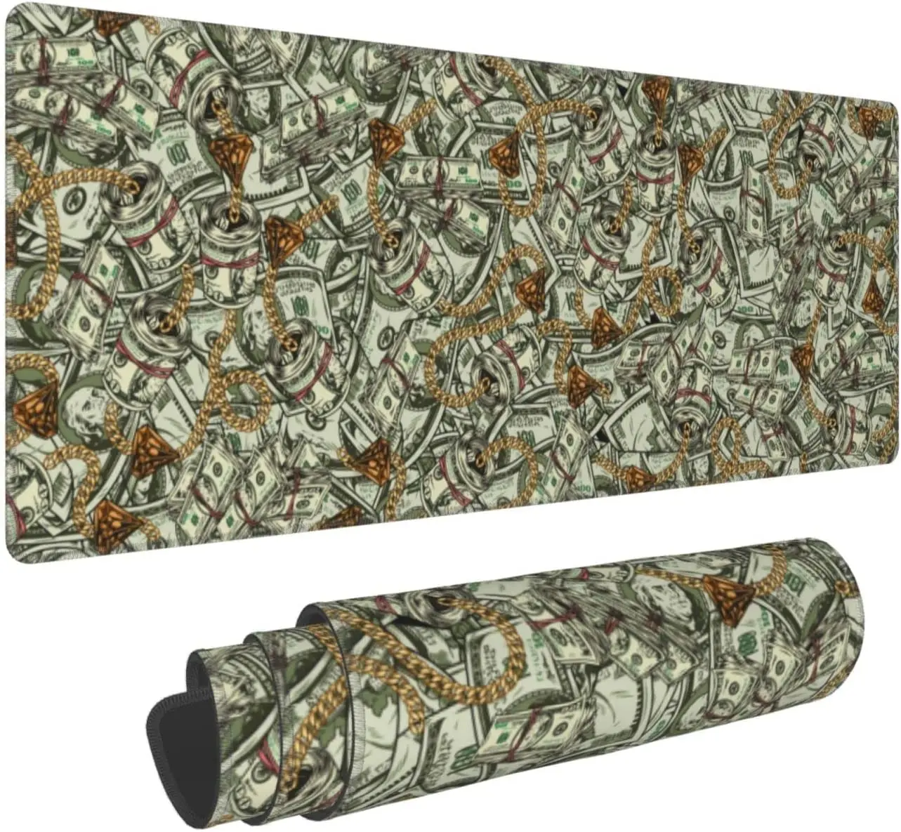 

Dollar Diamond Gold Money Gaming Mouse Pad Extended Large Mouse Pad XL Stitched Edges Mousepad 31.5 X 11.8 Inch