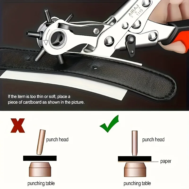 Revolving Leather Hole Punch Plier Multi-Size Puncher Tool for Belts Watch Bands Straps Eyelets-Comfort Grip Handle hole punching tools,leather punch