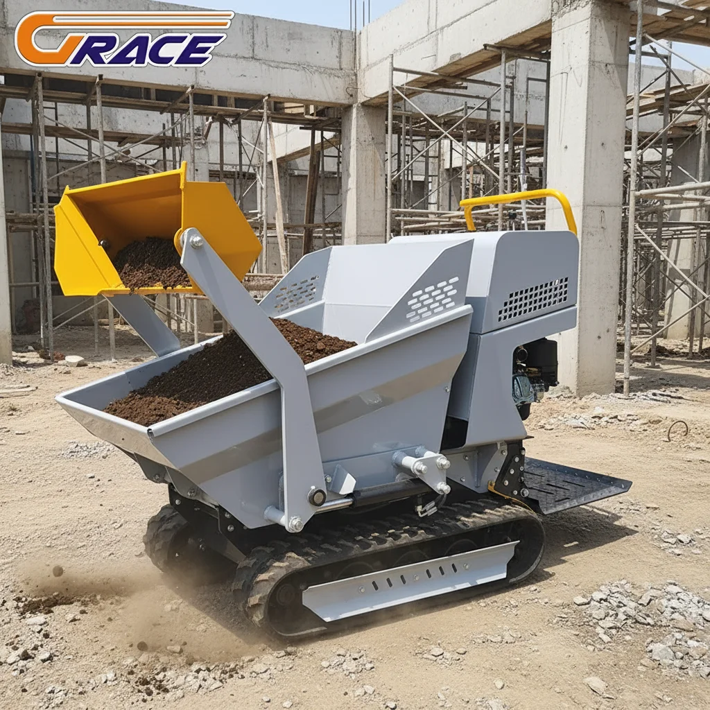 800kg Raupen-Minidumper für Sand und Bauschutt EURO 5 EPA mit Verstellbarer Schaufelhöhe