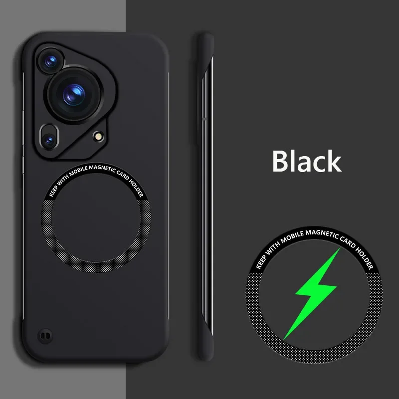 Magnetic Frameless Matte Hard PC Phone Case with Wireless Charging Compatibility